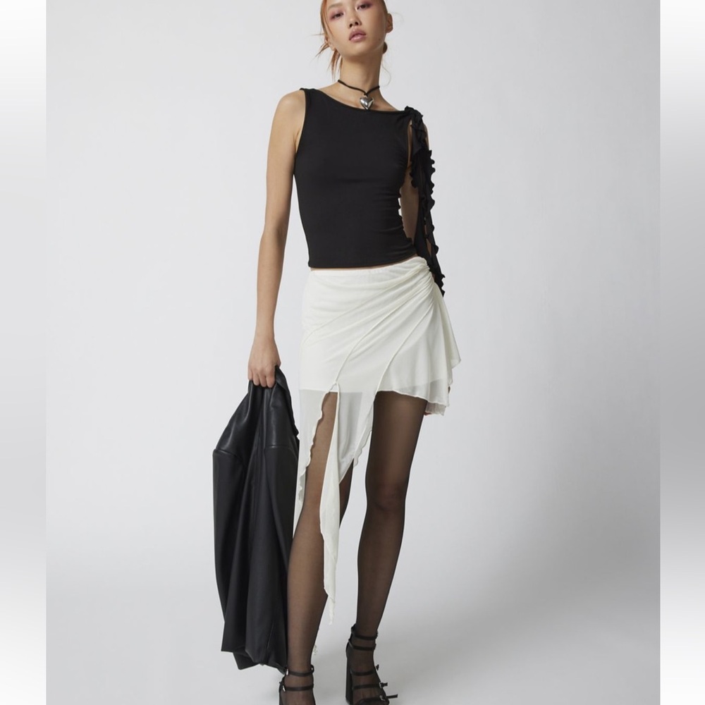Urban outfitters Charlie mesh asymmetrical white skirt